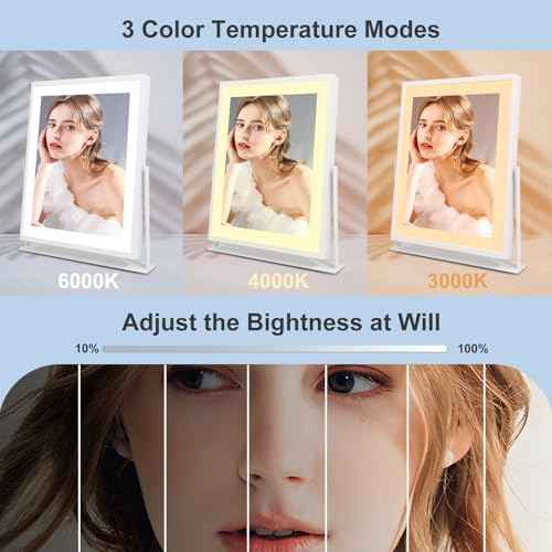 Beelux Vanity Mirror with Lights, New Hollywood Lighted Makeup Mirror with Dimmable Light, Smart Control, Memory, Adjustable Warm White/Natural/Daylight, Birthday Present, 360¡ÆRotation (11 in. White)