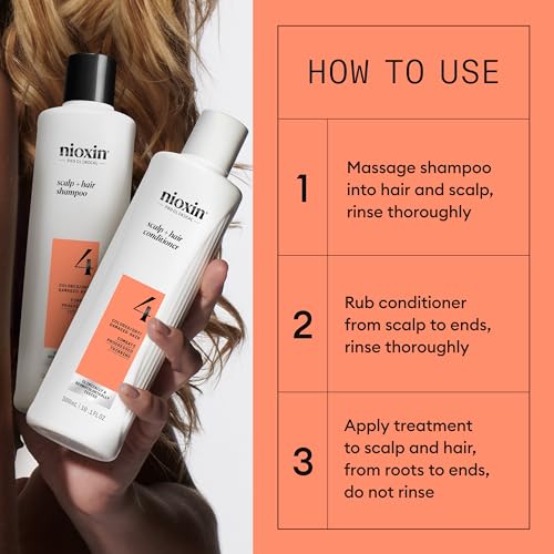 Nioxin Scalp + Hair Thickening System Kits | For Natural, Colored, & Damaged Hair with Light to Progressed Thinning | Strengthen & Boost Hair Density with Niacinamide & Biotin | 1 Month Supply