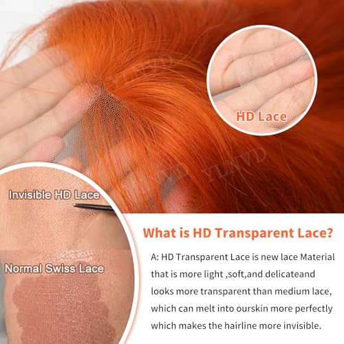 Ginger Orange Bob Wig Human Hair 12 Inch 13x4 HD Lace Frontal 200% Density Straight Short Bob Wigs for Women #350 Orange Ginger Bob Lace Front Wigs Human Hair
