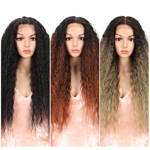 Style Icon Easy-360 Lace Wigs 29¡± Free Part Lace Frontal Wigs Synthetic Wigs Black Lace Wig Density 130%(29", 1B)