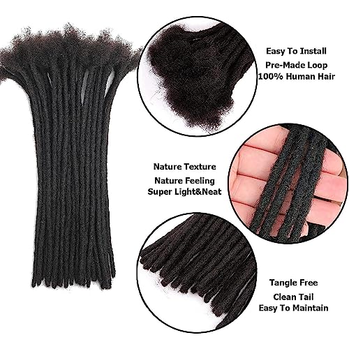Loc Extensions Human Hair 4 Inch 0.6cm 60strands Dreadlock Extensions Real Human Hair Natural Black for Women Men 100% Full Handmade Permanent Can Be Dyed Bleached Curled