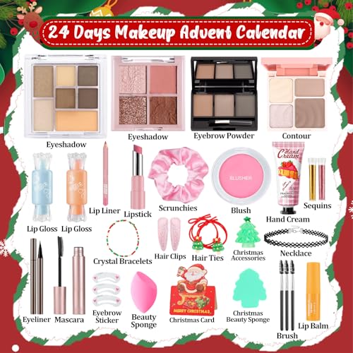 Ponhey Makeup Advent Calendar 2025,24 Days Christams Advent Beauty Calendar,Countdown Calendar For Girls Teens Women Adult,Xmas Holiday Beauty & Cosmetic Surprise Gift