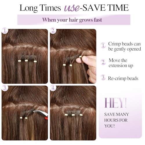 Glueless Human Hair Extensions - Highlighted Brown and Blonde Tape in With Holes - Invisible Seamless Skin Weft for Women (50g 20Pcs, 20 Inch)