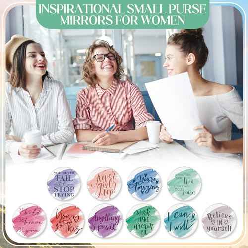20 Pcs Employee Appreciation Gifts Inspirational Canvas Makeup Bags Compact Mirrors Bulk Cosmetic Bags Portable Mirror Thank You Gifts for Women Christmas Nurse Practitioner (Motivation)