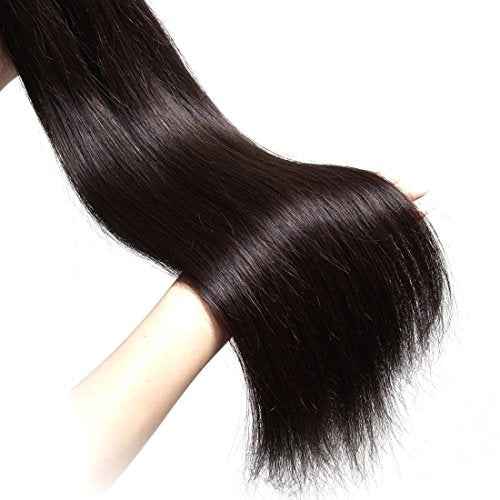 UNice Hair Icenu Series 8A Brazilian Straight Virgin Hair 1 Bundle Unprocessed Human Hair Extensions Weave Natural Color (16, #1B color)