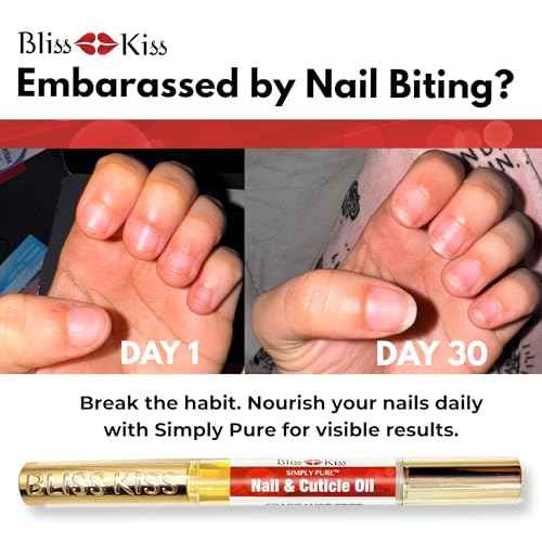 Bliss Kiss | Fragrance Free 4 Nail Oil Cuticle Pens w/Vitamin E & Jojoba?Nail Strengthener Nail Growth and Strengthening Serum for Brittle, Peeling, Breaking, Thin nails