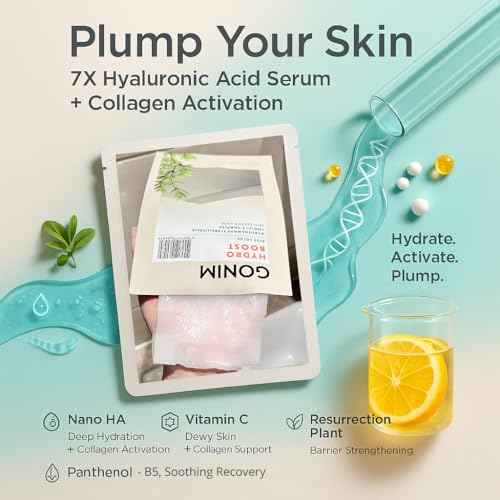 GONIM Face Mask Korean Skin Care with Hyaluronic Acid Serum & Collagen Activation, Face Masks Skincare with Vitamin C, Moisturizing Sheet Mask for All Skin,Korean Face Mask Travel Essentials 20 Sheets