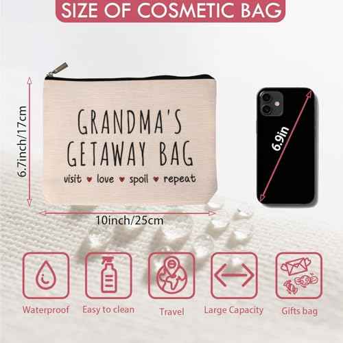 New Grandma Gifts Makeup Bag, Grandma Birthday Gifts for Nana Mimi Gigi Granny Grandmother, Best Promoted to Grandma Gift First Time 2026, Grandmas to Be Gift, Christmas Travel Cosmetic Bag