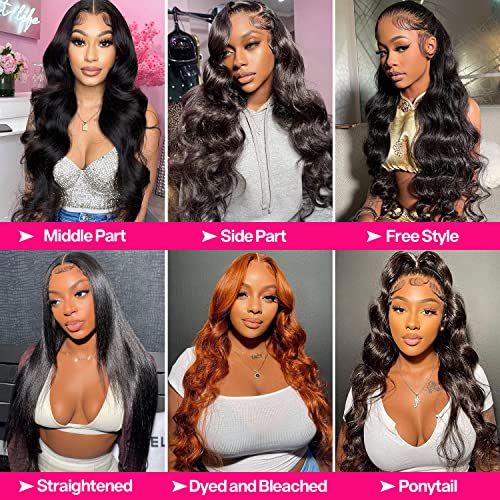 Body Wave Lace Front Wigs Human Hair 180% Density 13x4 HD Lace Frontal wigs Human Hair 30 Inch Transparent Lace Glueless Wigs Pre Plucked with Baby Hair