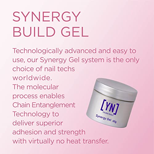 Young Nails Synergy Gel System, Building Gel - Hard Builder Gel, Superior Adhesion & Strength, Structured Nail Gel Builder - Build Gel, Pink, 60g