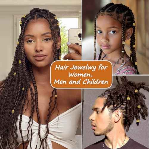 Hair Jewelry, Dreadlock Accessories, Gold Hair Cuffs, Soft Lightweight Braid Accessories, Hair Charms, Sturdy Loc Jewelry, Adjustable Hair Cuffs, Loc Jewels for Black Women, Men (220Pcs-Gold)