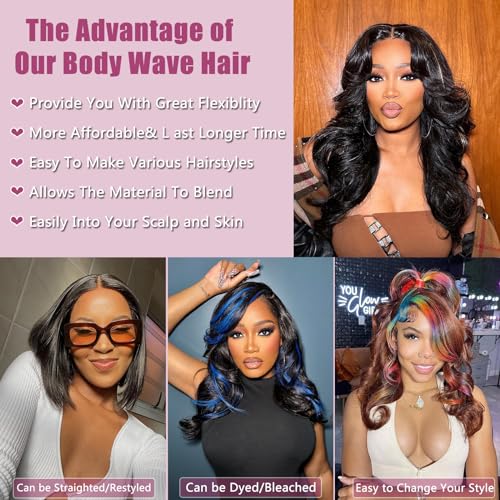 Body Wave Human Hair Bundles with Frontal (12 12 14 14+12Frontal) 12A Human Hair Bundles with Closure 13x4 HD Lace Frontal With 4 Bundles Body Wave Human Hair 100% Unprocessed Brazilian Virgin Hair