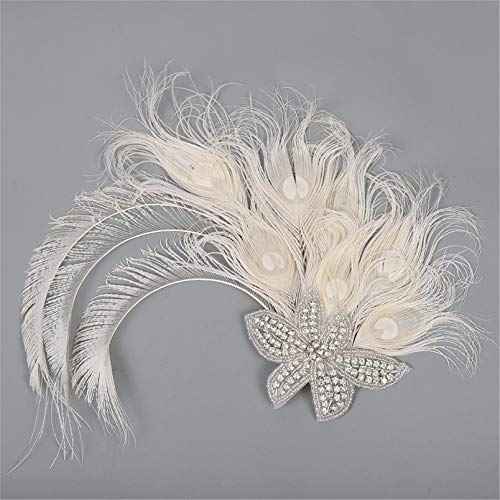 Fascinator Peacock Feather Hair Clips Flapper Headband Art Deco 20's Accessories for Women