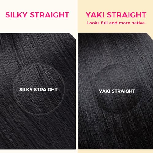 Lashey Seamless Clip-in Hair Extensions Human Hair Light Yaki Straight 16 Inch 7pcs 110g Natural Black PU Clip-in Hair Extensions