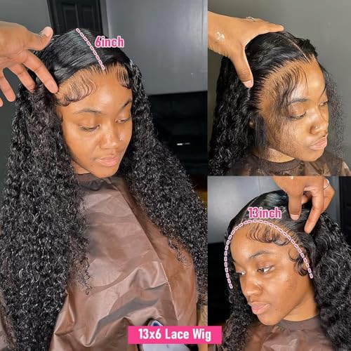 22 Inch Deep Wave Lace Front Wigs Human Hair 200% Density 13x6 HD Lace Frontal Wigs Human Hair Pre Plucked with Baby Hair Deep Curly Wigs for Black Women Natural Color