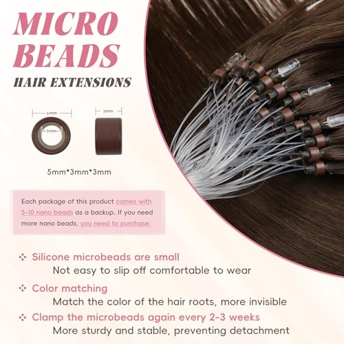 Microlink Hair Extensions Human Hair Deep Mocha 18inch 50g/pack Micro Loop Microbead Hair Extensions Real Smooth Human Hair Cold Fusion For Women