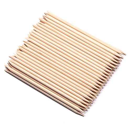 100 Pcs Orange Wood Nail Sticks Double Sided Multi Functional Cuticle Pusher Manicure Pedicure Tool for Manicure Pedicure