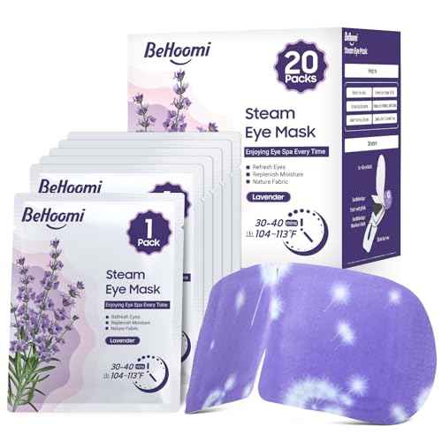 20 Packs Steam Eye Mask, Heated Eye Mask Warm Compress for Eyes, Disposable Self Heating Steam Mask for Home, Sleep, Spa, Travel Essentials & Relaxation Gifts for Women (Lavender)