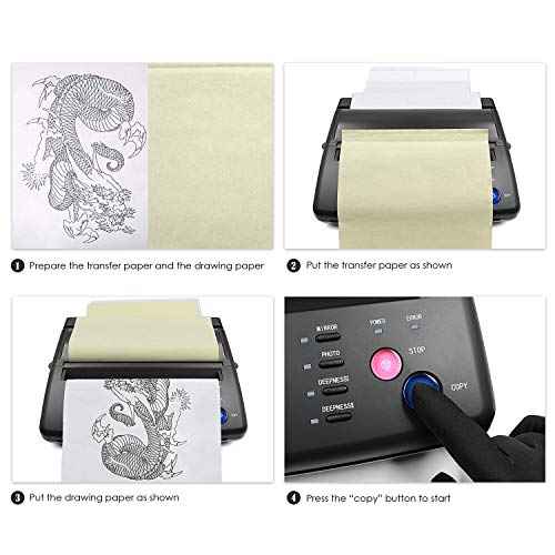 BIOMASER Tattoo Stencil Printer for Tattooing,Tattoo Printer Transfer Stencil Machine Drawing Thermal Maker Copier with 20 Transfer Papers£¨Black