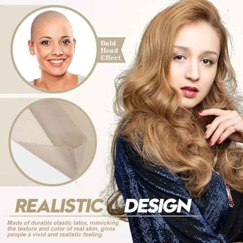BIKBOK Unisex Bald Caps,Latex Wig Cap Halloween Costume,Head Wig Cap Costume Accessory for Theme Party