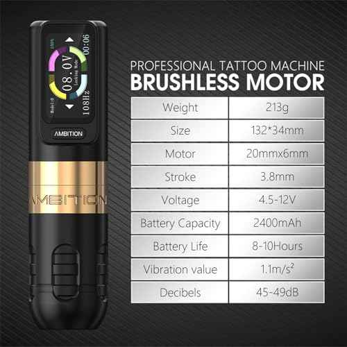 Tattoo Kit-Ambition Zetton Wireless Tattoo Machine Pen Kit Complete with Extra 2400mAh Power 40pc Cartridge Needles Bandage Gloves Ink Mixer Ink Cup Disposable Grip for Professional Tattoo Artists