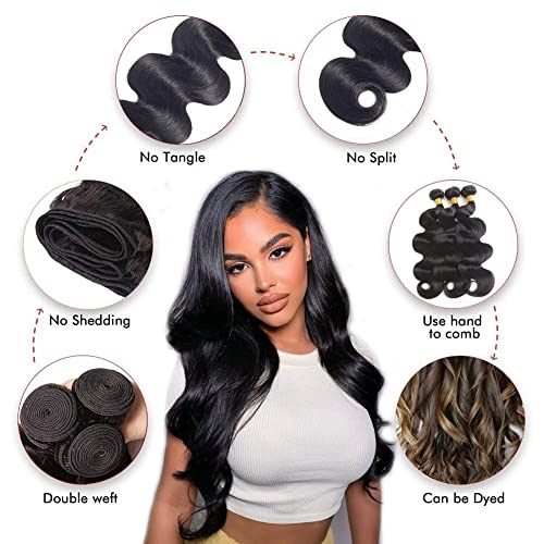 12A Human Hair Bundles 18 20 22 Inch Body Wave Bundles Human Hair 100% Unprocessed Brazilian Virgin Weave 3 Bundles Human Hair Extensions Natural Color