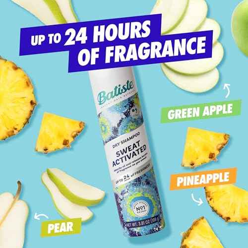 Batiste Sweat Activated Dry Shampoo, Neutralizes Odor for Up to 24 Hours & Prevents Sweat Buildup in Hair, Waterless Shampoo, 3.81 Oz
