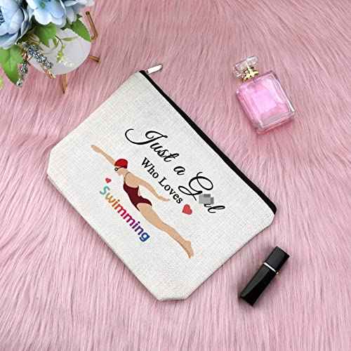 Sfodiary Swimmer Gifts Swim Makeup Bag Swimming Lover Gift for Teen Swim Team Gift for Daughter Sister Cosmetic Bag Best Friend Birthday Gift for Her Travel Cosmetic Pouch Graduation Christmas Gift