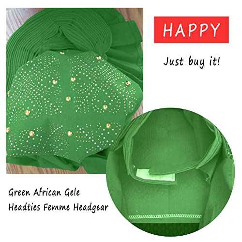 Nigerian Beads&Stones Women Turban Head Wrap African Gele Headties Femme Headgear Sewing Fashion Head Tie for Party