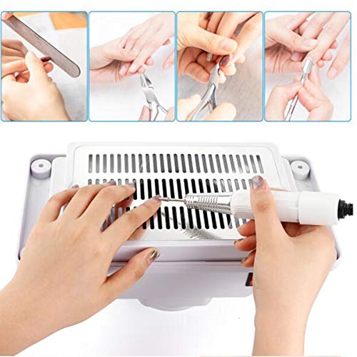6W Quiet Table Nail Vacuum Cleaner Manicure Pedicure Tool Nail Dust Collector Device with Fan for Professional Nail Salon White(US)