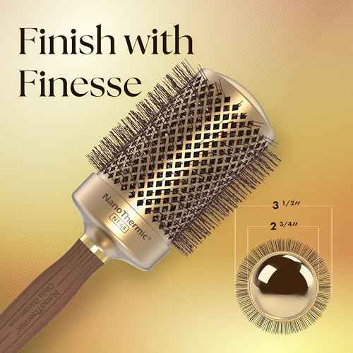 Olivia Garden NanoThermic Ceramic + Ion Round Thermal Hair Brush - Not Electrical - Professional Blowout Brush for Normal to Thick Hair