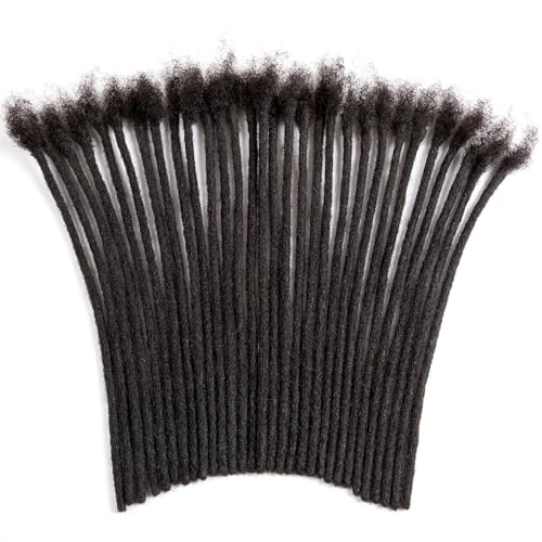 Originea Dreadlock Extensions Human Hair for Man/Women Full Head Handmade 0.8cm Thickness Can Be Dyed and Bleached Dreadlocks Bulk Permanent Loc Extensions (8 Inch 60 Strands, 1B# 0.4cm)