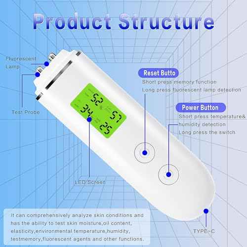 Skin Hydration Tester, Rechargeable Moisture Tester Digital LCD Display Skin Oil Content Analyzer Face Care Tool for Beauty Salon Spa Gift, Hydration Monitor