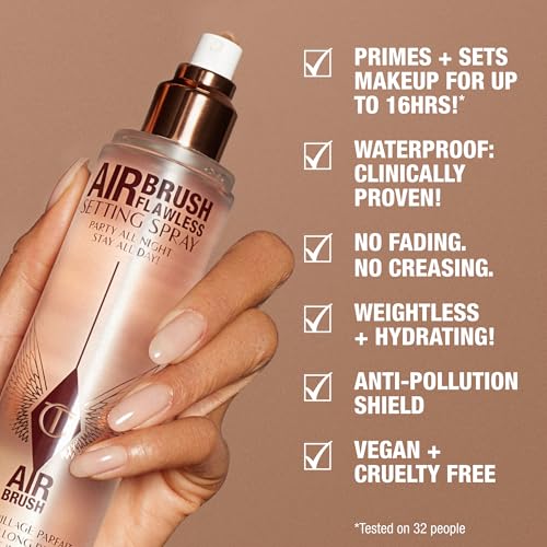 Charlotte Tilbury Protect & Prime Makeup Kit - Invisible UV Flawless Primer SPF 50 + Airbrush Flawless Setting Spray Duo - Hydrating, Smoothing & Long-Wear Makeup Essentials