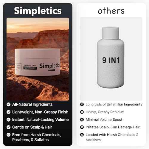 Simpletics Hair Clay for Men (Vanilla Scent) ? Natural 6 Ingredient Matte Styling Clay with Beeswax & Coconut Oil ? Strong Hold, Water Based, Non-Greasy ? Adds Texture & Volume ? 2oz