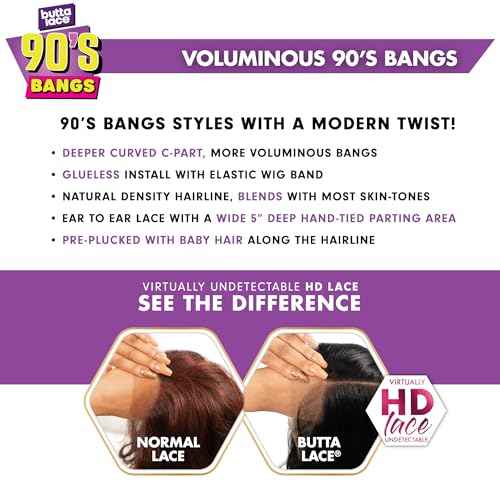Sensationnel Butta Lace 90Sbangs Wigs - Unit 909 Glueless Wide Deep Part Synthetic Preplucked Hairline (CINNAMONCOPPER)