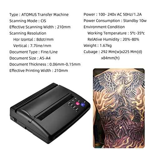 ATOMUS Tattoo Transfer Machine Printer Tattoo Transfer Stencil Machine Copier 116F Update Version