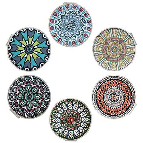 Beaufy Compact Mirror Set Small Travel Magnifying Pocket Mirrors for Purse Handheld Mini Folding Portable with 1x/2x Magnification for Women Girls Men Pack of 6