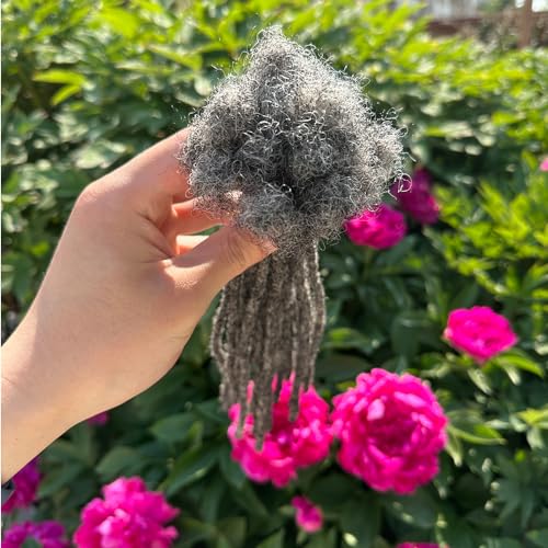 YONNA Locs Human Hair Dreadlocks Extensions 20Locs Full Handmade (Width 0.4cm) 10inch Salt and Pepper #39
