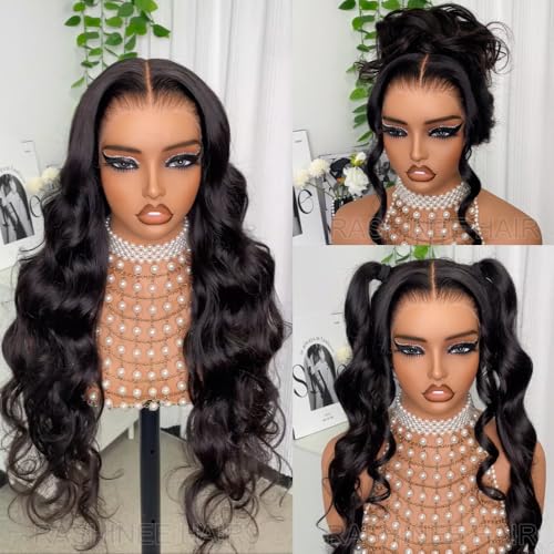 Hidden Strap Glueless 360 Lace Front Wigs Human Hair Body Wave Invisiable Strap 360 Glueless Wig Pre Plucked Bleached Knots Natural Hairline Pre Cut HD Lace Frontal with Drawsting