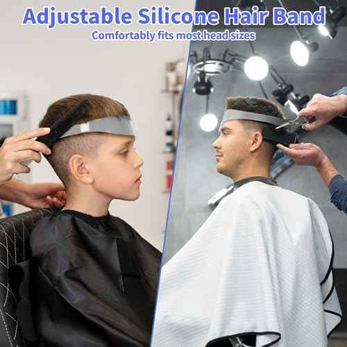 Fade Comb for Men Haircut Kit, Fade Hair Trimming Comb with Haircut Band, Barber Friend Guide for Men and Neckline Template, Guide Hair Cutting Guide(Grey)