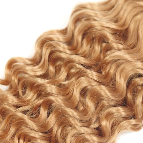26 28 30 inch #27 Human Hair Bundles Honey Blonde Bundles Blonde Deep Wave Bundle 27 Deep Curly Human Hair Bundle