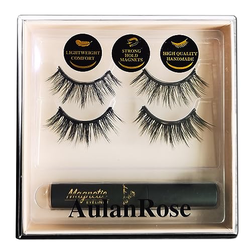 Magnetic Eyelashes Natural Look,Magnetic Lashes with Eyeliner Kit, Reusable Fake Eye Lash, Cruelty-Free & Vegan, Strongest Waterproof Liquid Liner