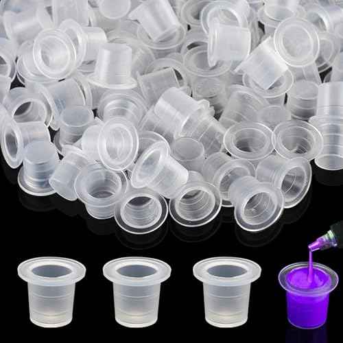 Tattoo Ink Caps - Romlon 1000Pcs Tattoo Ink Cups #9 Disposable Ink Caps Small Tattoo Caps for Ink Tattoo Cups Pigment Ink Caps Tattoo Ink Kit for Tattoo Supplies Tattoo Artists Tattoo Beginners