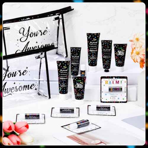 100 Pieces Employee Appreciation Gifts Bulk Lip Balm Hand Body Lotions Coworker Team Thank You Gifts for Staff Volunteer Thanksgiving Christmas Appreciation Party Favors for Women Men