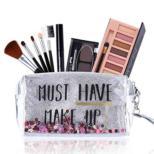 All in One Makeup Kit,12 Colors Nude Shimmer Eyeshadow Palette, Waterproof Black Eyeliner Pencil, Duo Pressed Eyebrow Powder Kit, 5 Brushes With Quicksand Cosmetic Bag Gift Set