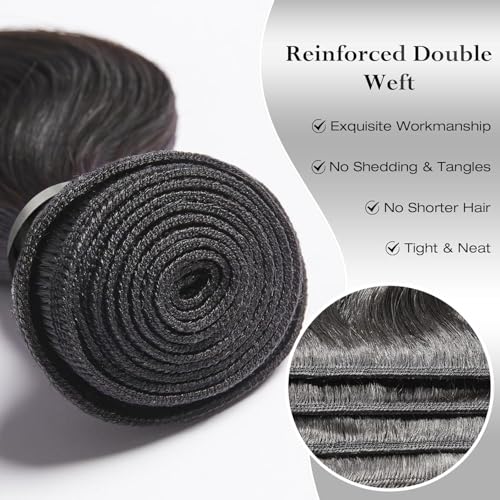 ASHINE Hair Bundles Body Wave Straight Unprocessed Cambodian Raw Hair Bundles Top Virgin Hair Weave Human Hair Bundle Natural Black Hair Extension for Women 22 Inch