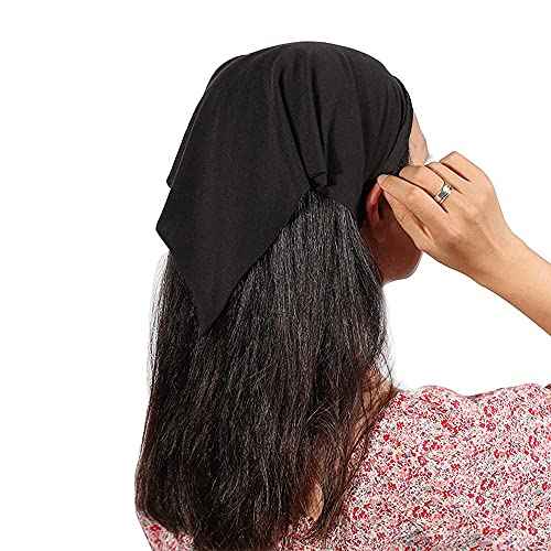 6 Pack Hair Scarf Headband for Women Elastic Bandana Head Scarf Large Boho Triangle Kerchief with Clips Non Slip Scarves