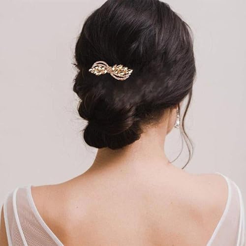 Vintage Crystal Hair Clip Gold Rhinestone Hair Barrette Sparkle Cz Head Clip Crystal Wedding Headpieces Bridal Hair Accessories for Women and Girls