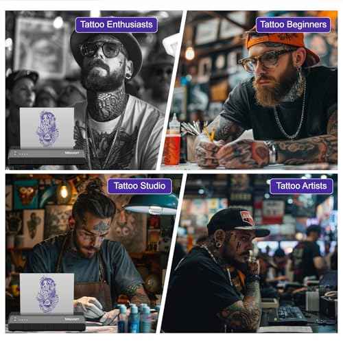Tattoo Stencil Printer Bluetooth Thermal Stencil Printer for Tattooing Wireless Tattoo Machine Kit with 10 Transfer Paper Compatible with Smartphone & PC for Tattoo Artists & Beginners
